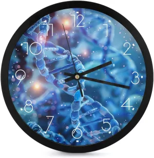 DNA Cell Scientific Wall Clock 10 Inch Silent Non-ticking Battery Operated Decorative Clock for Kitchen Bedroom