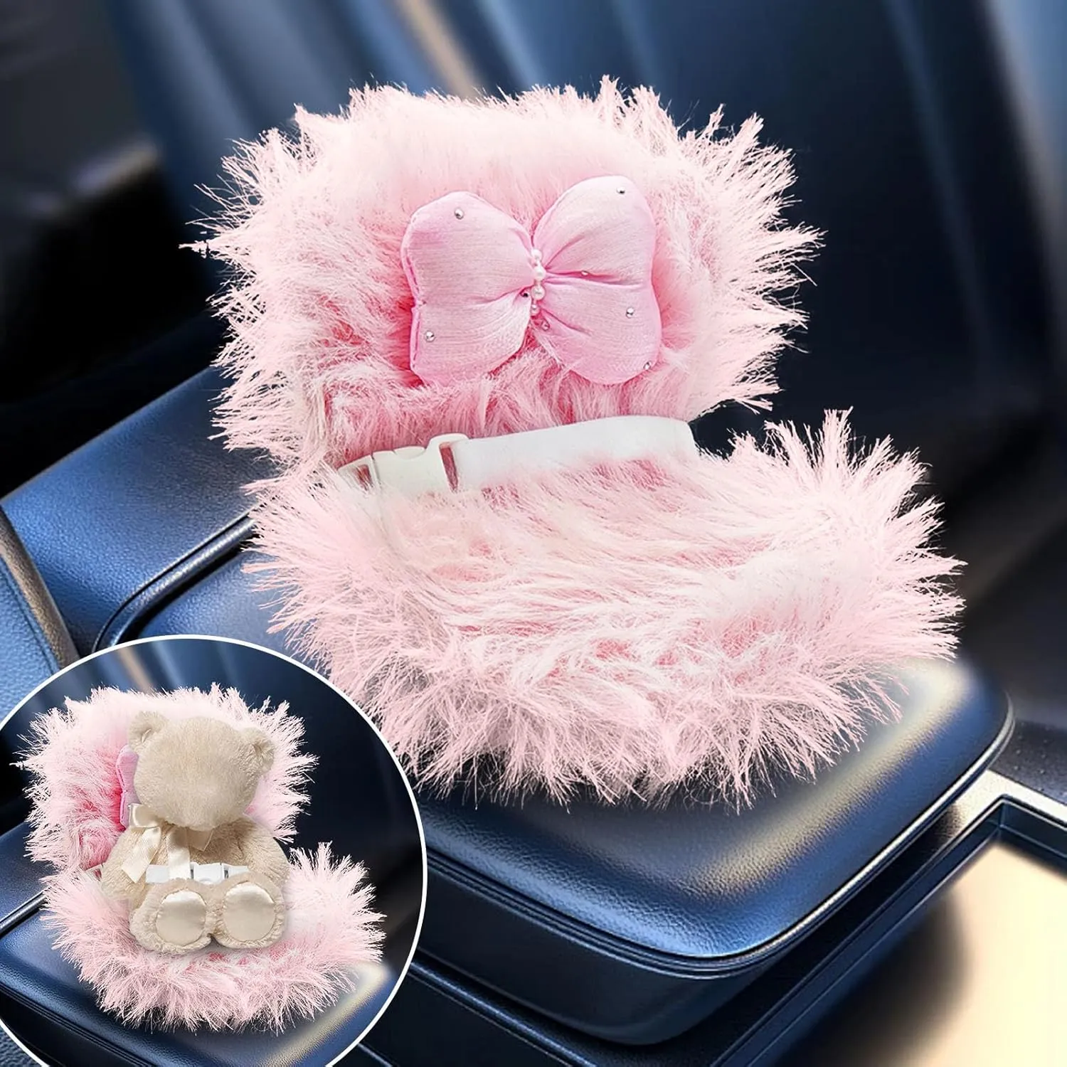 Doll Car Seat for 17cm Dolls with Air Vent Clip and Desktop Stand, Cute and Functional Car Ornament for Blind Box Doll Fans, Collecto (Pink)