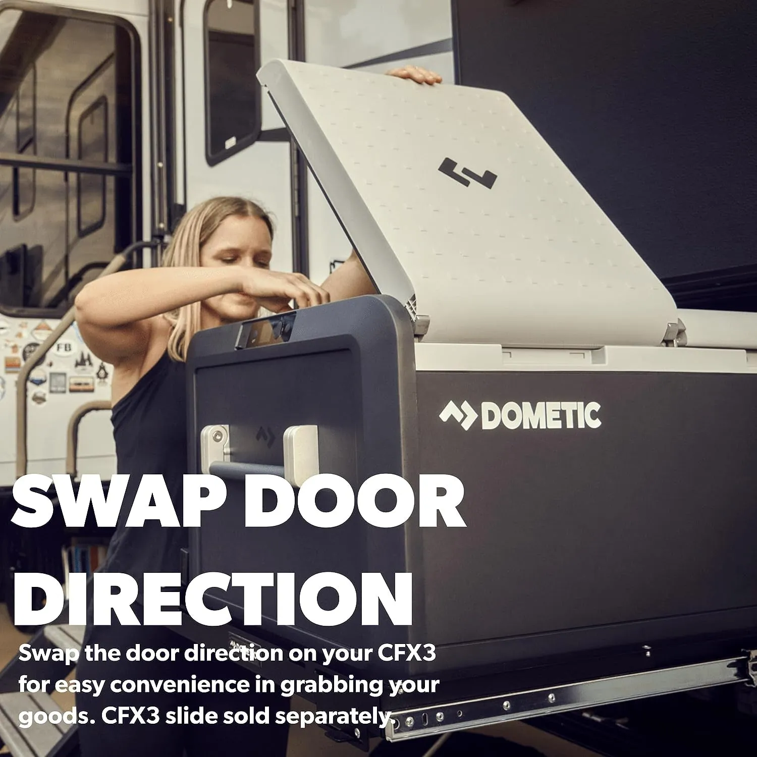 DOMETIC CFX3 95DZ, 95 Liter Dual Zone Portable Refrigerator and Freezer, Powered by AC/DC or Solar