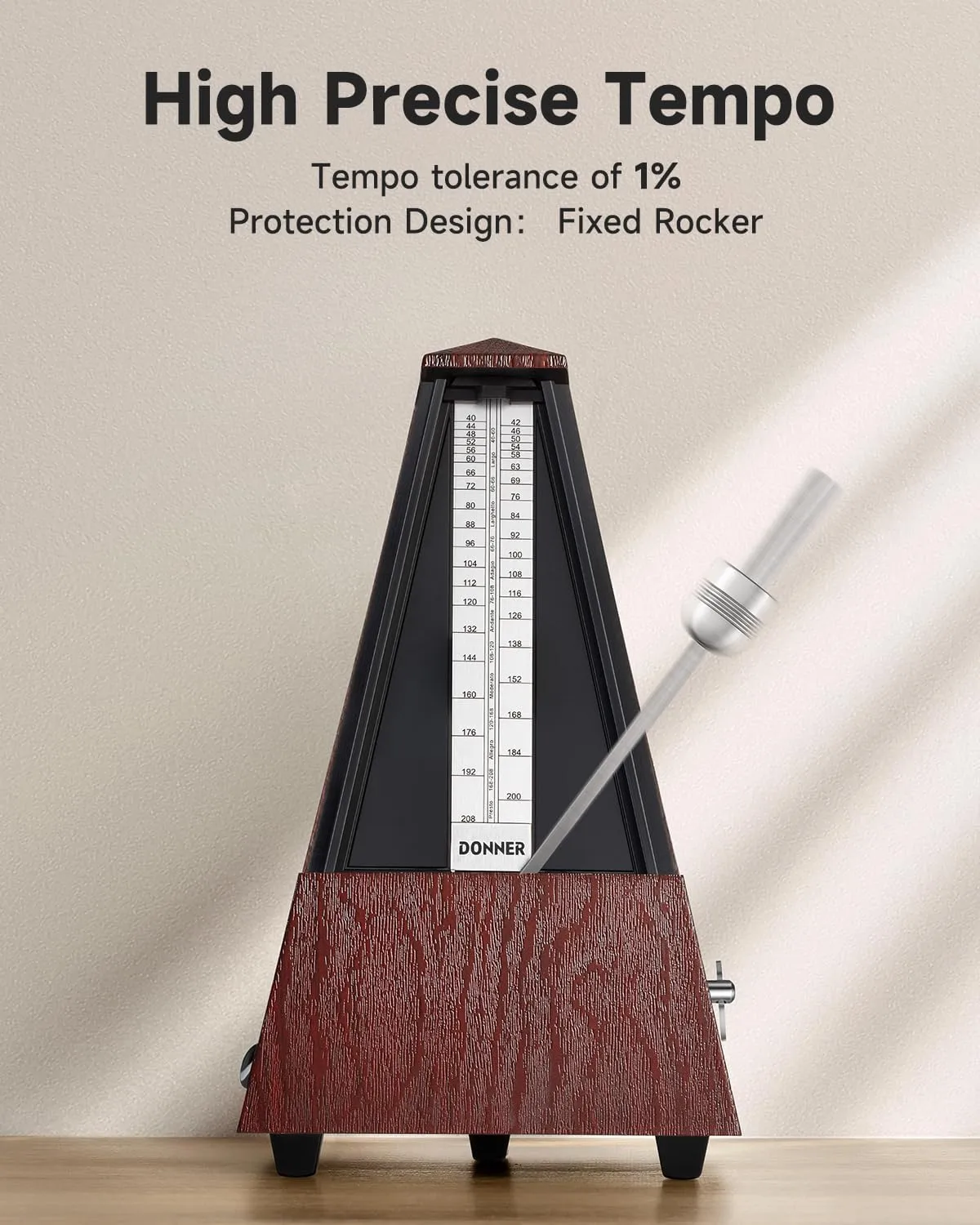 Donner Mechanical Metronome for Piano Guitar Drum Violin Saxophone Musician, Track Beat and Tempo, Loud Sound, Steel Movement, DPM-1 Red