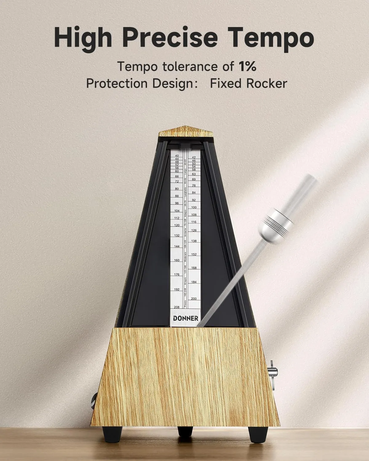 Donner Mechanical Metronome for Piano Guitar Drum Violin Saxophone Musician, Track Beat and Tempo, Loud Sound, Steel Movement, DPM-1