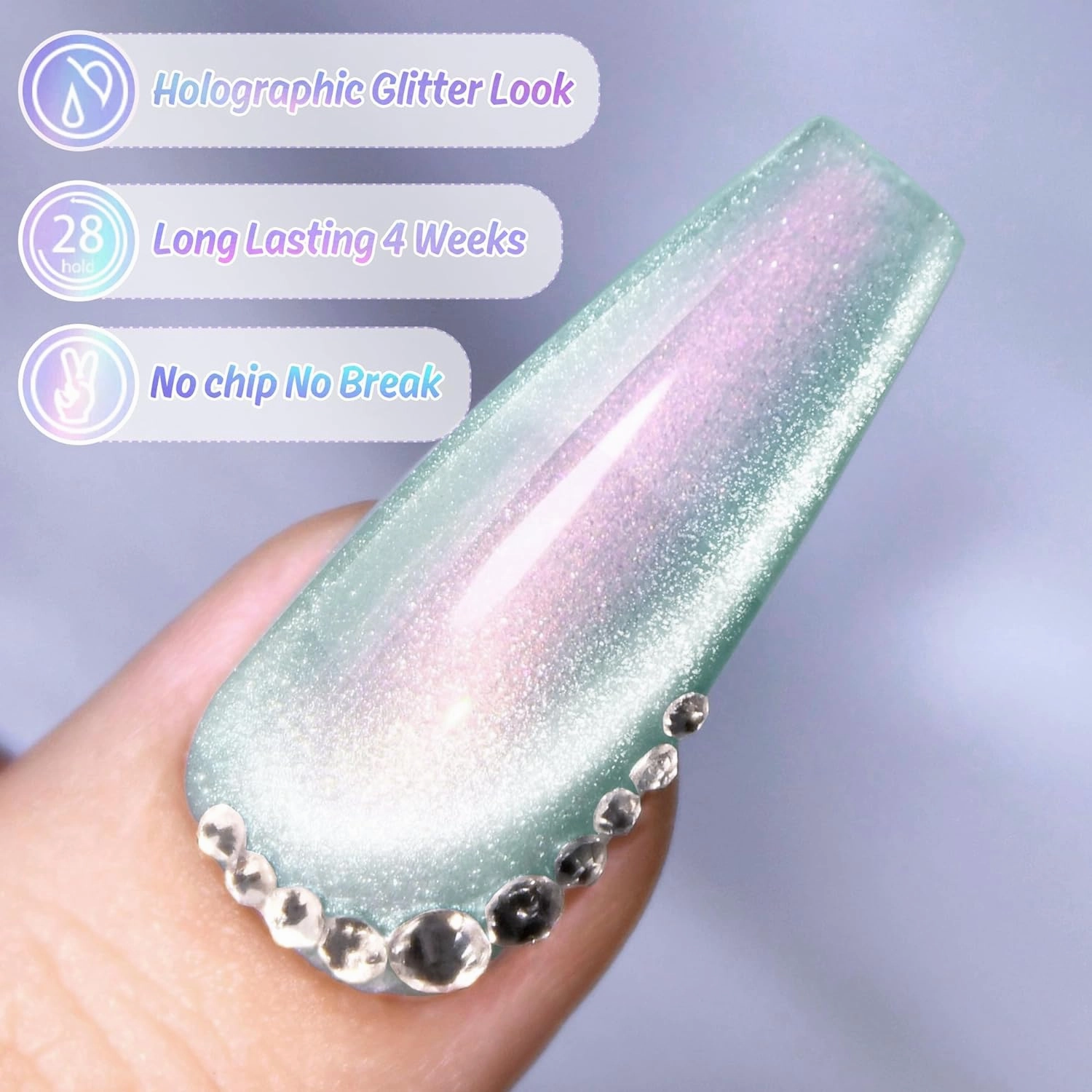 Double Rhythm 6 Colors Cat Eye Gel Polish Set Shimmer Glitter with Magnet Holographic Reflective Magnetic UV Nail Art Kit (6-Kit 11)