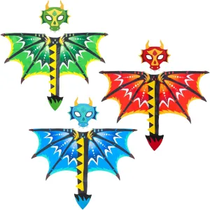 Dragon Costume Kids 6pcs toddler dragon wings with dragon masks for Girls Boys Animal Dress Up Clothes for Play Halloween Dinosaur Birthday Party Supplies