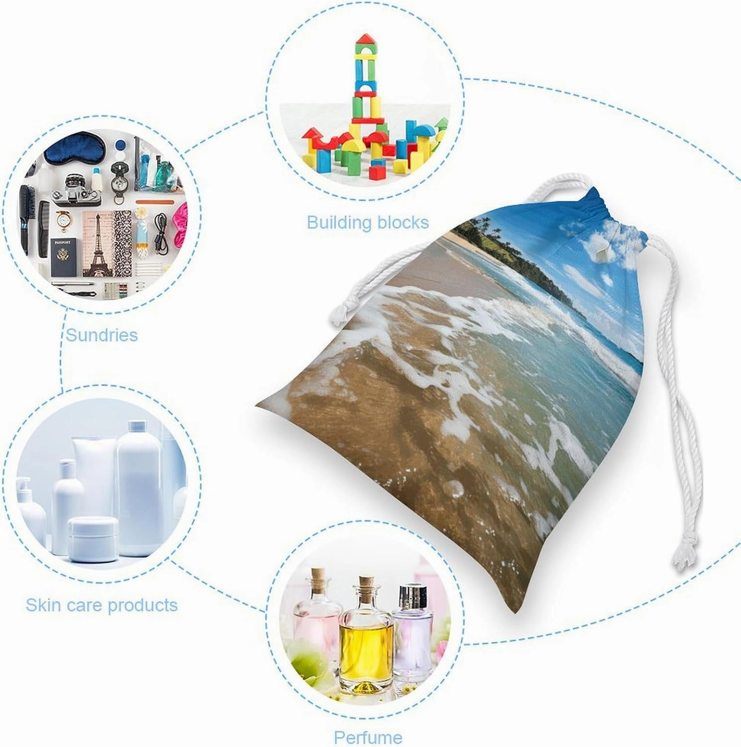 Drawstring Storage Bag Clear Sky Wave Beach Gym String Bag Durable Washable for Men Women