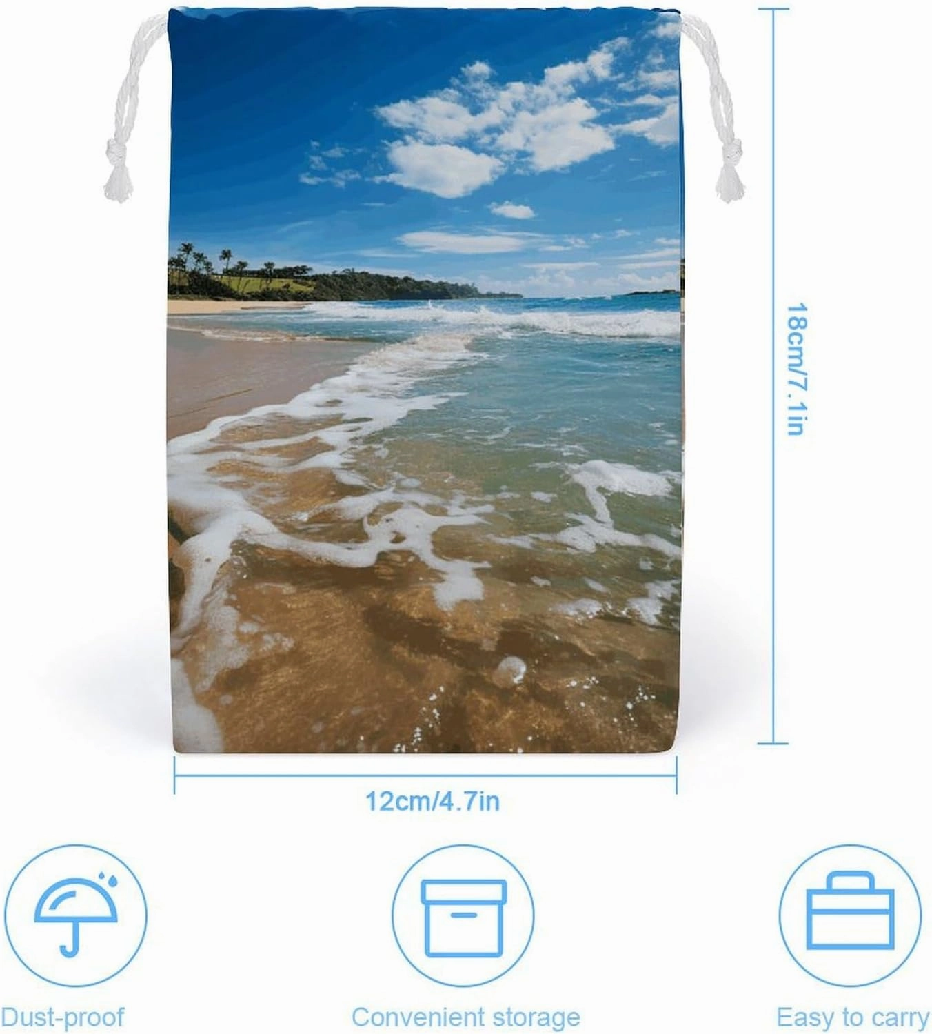 Drawstring Storage Bag Clear Sky Wave Beach Gym String Bag Durable Washable for Men Women