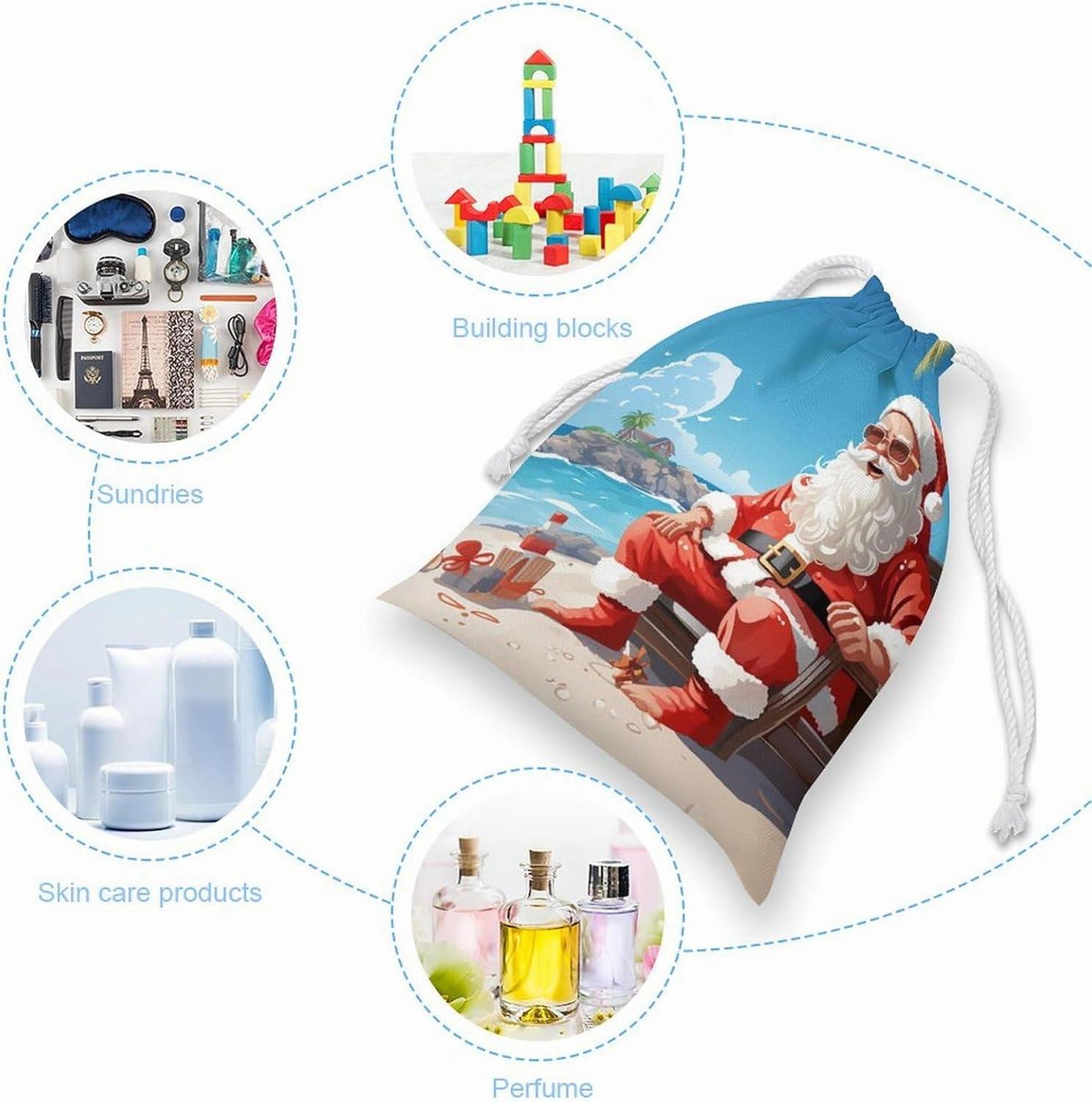 Drawstring Storage Bag Santa Claus At Beach Gym String Bag Durable Washable for Men Women
