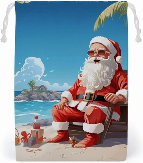 Drawstring Storage Bag Santa Claus At Beach Gym String Bag Durable Washable for Men Women