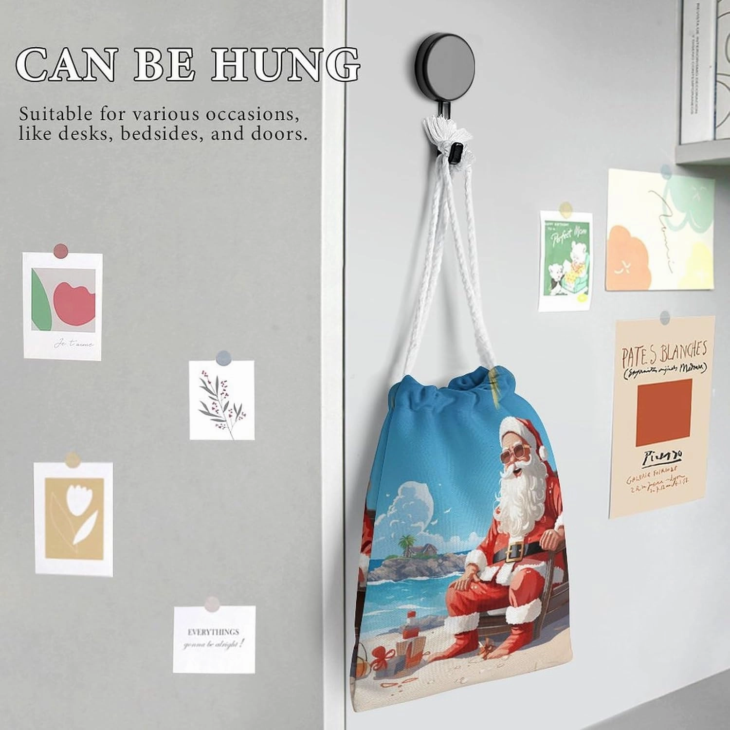 Drawstring Storage Bag Santa Claus At Beach Gym String Bag Durable Washable for Men Women