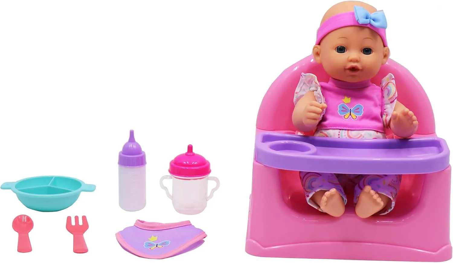 DREAM COLLECTION: Feeding Fun Doll Set w/ 12" Baby Doll - Gi-Go Dolls, Kids Playset, Ages 3 , Multicolor
