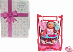 DREAM COLLECTION, Baby Doll 4-in-1 High Chair Play Set - Lifelike Baby Doll and Accessories for Realistic Pretend Play, Posable Soft Toy - 12”