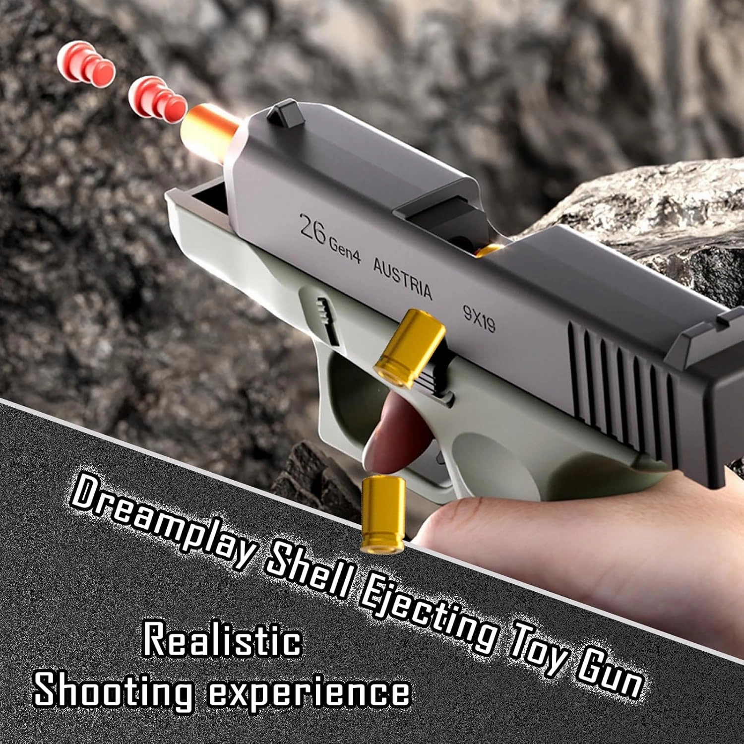 Dreamplay Shell Ejecting Toy Gun, Realistic Automatic Pull Back Action Shooting Games Education Model Toy for Kids Gifts