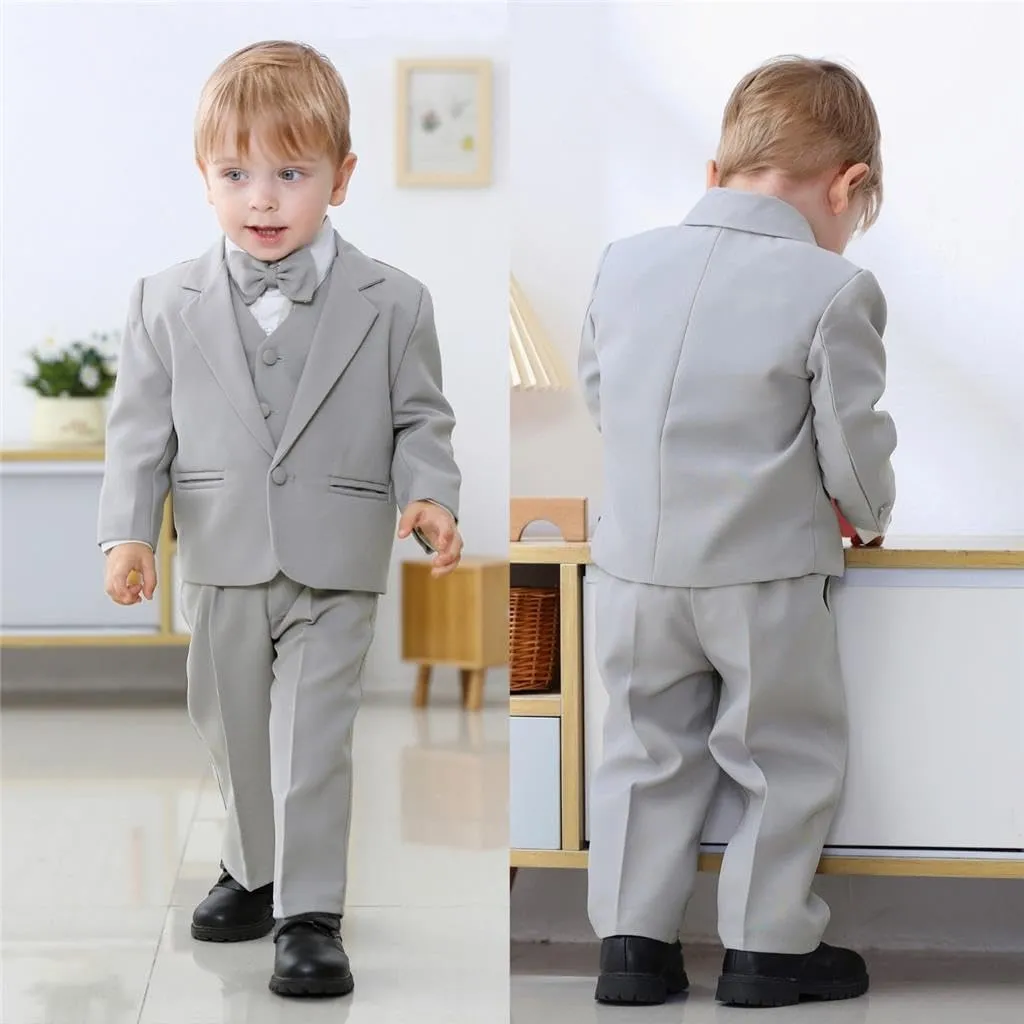 Dressy Daisy Baby Toddler Boy 5 Pcs Set Formal Tuxedo Suits No Tail Wedding Christening Baptism Outfits