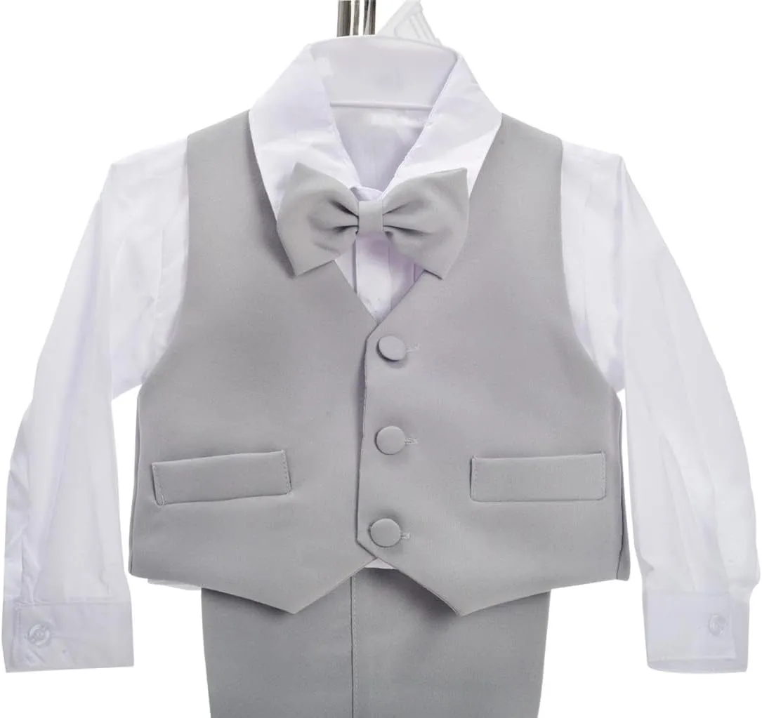 Dressy Daisy Baby Toddler Boy 5 Pcs Set Formal Tuxedo Suits No Tail Wedding Christening Baptism Outfits