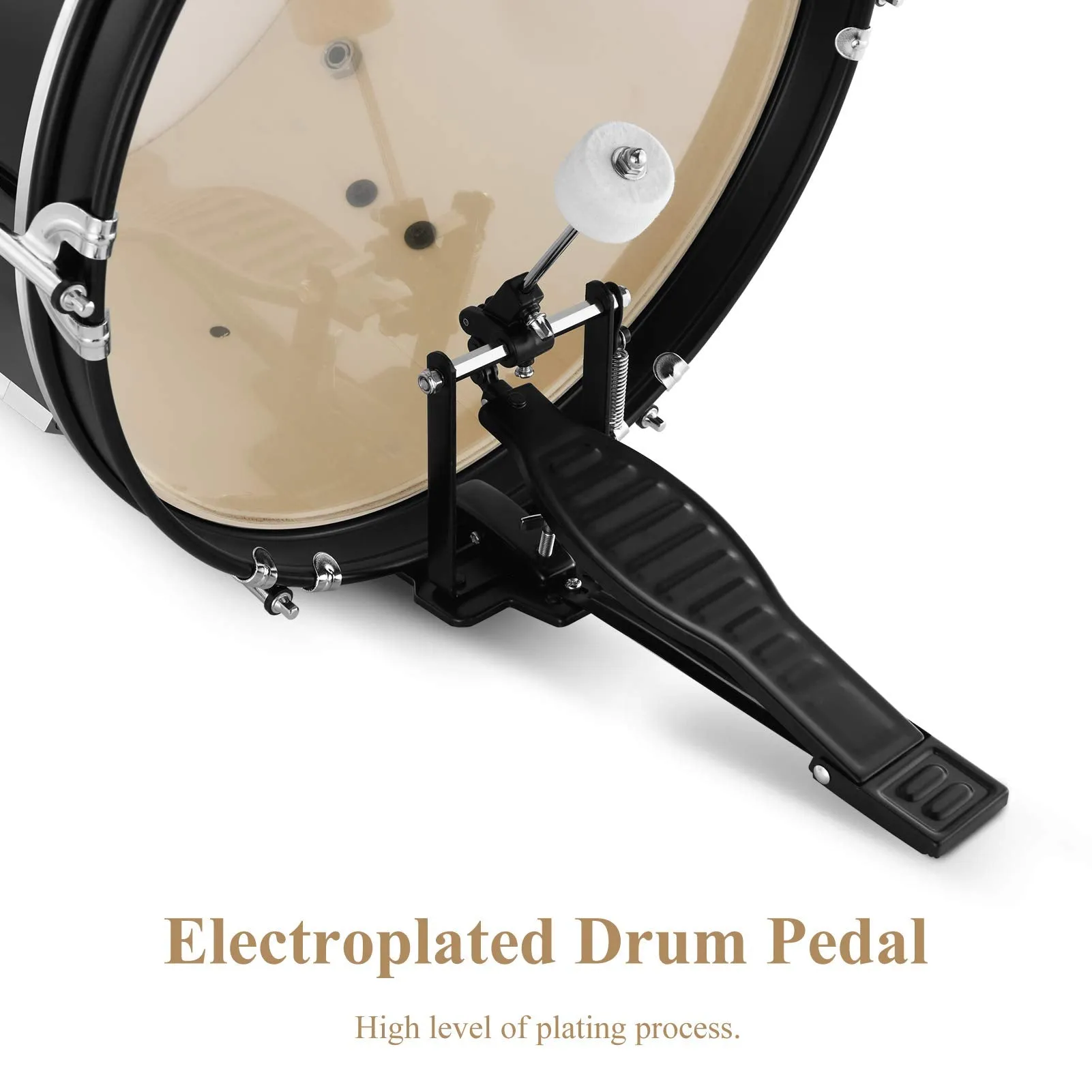 Drum Set Eastar 16 inch 5-Piece, Junior Drum Kit for Beginners Kids Teenagers with Adjustable Throne and Cymbal, Pedal &amp; Drumsticks, Metallic Black (EDS-350BK)
