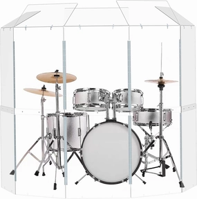 Drum Shield | Portable 5-Panel 2ft x5ft Acrylic Sound Barrier w/Deflectors | Converts to 2ftx6ft | Full-Length Stainless Steel Hinges | Drum Cage for Home, Church, Practice & Performances.