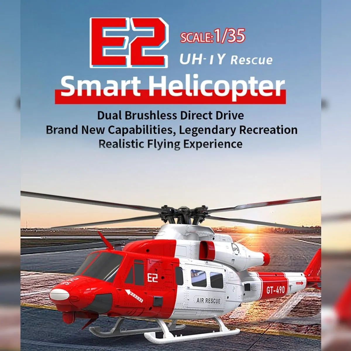 E2 UH-1Y RC Helicopter Model, 2.4G 6CH Remote Control Helicopter Model with with Lidar Positioning, Flying Toys Gifts for Adults