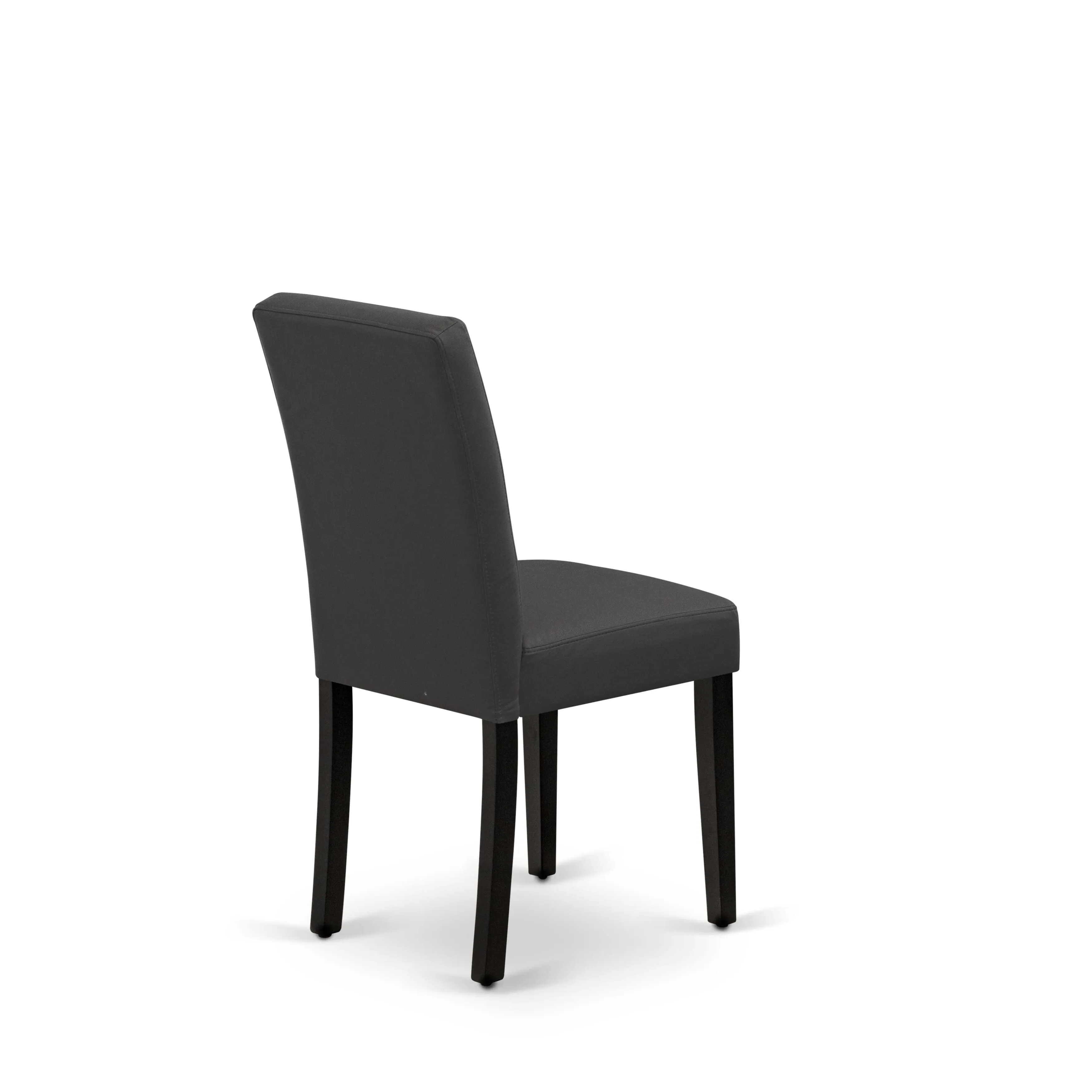 East West Furniture LGAS7-BLK-12 7 Piece Dinner Table Set contain A Dining Table and 6 Dark Gray Faux Leather Person Chairs with Stylish Back- Black Finish