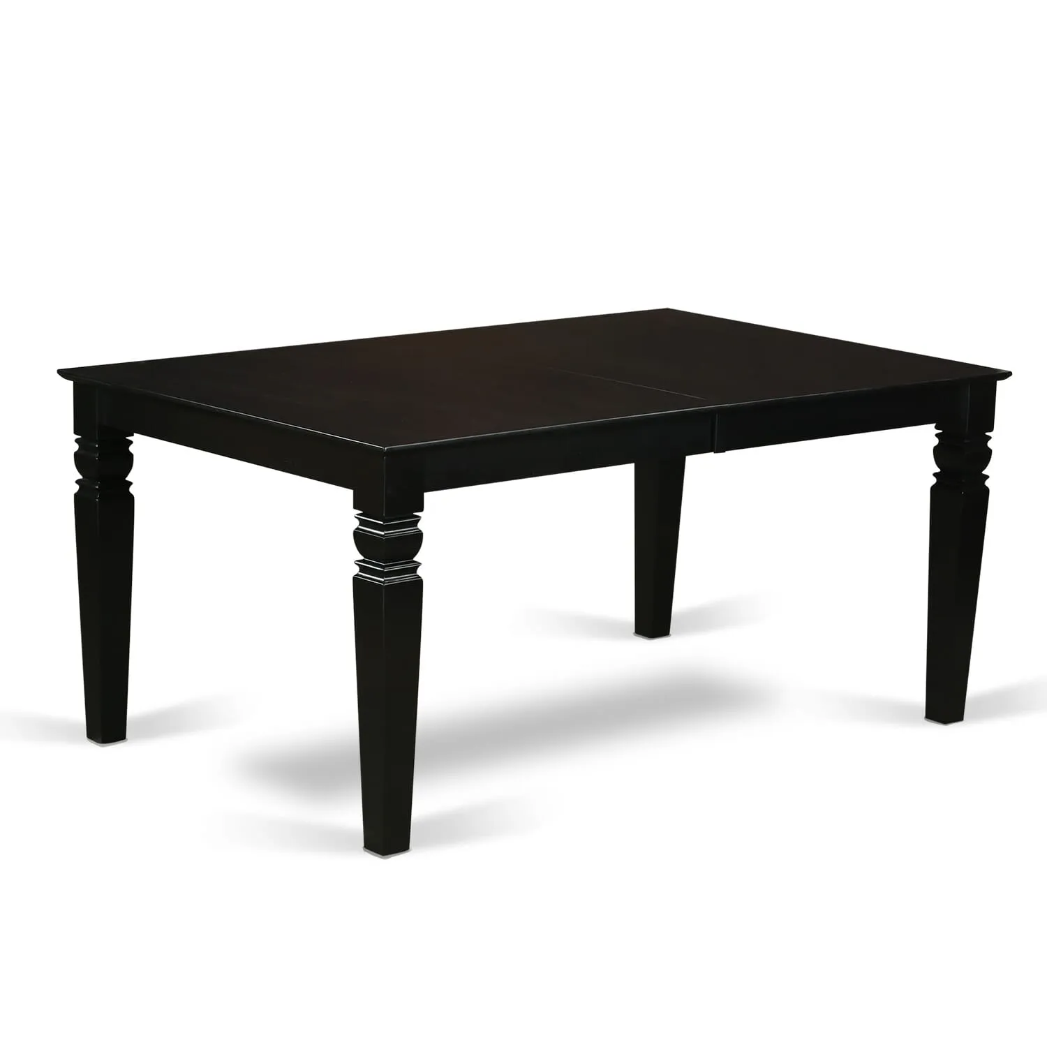 East West Furniture LGAS7-BLK-12 7 Piece Dinner Table Set contain A Dining Table and 6 Dark Gray Faux Leather Person Chairs with Stylish Back- Black Finish
