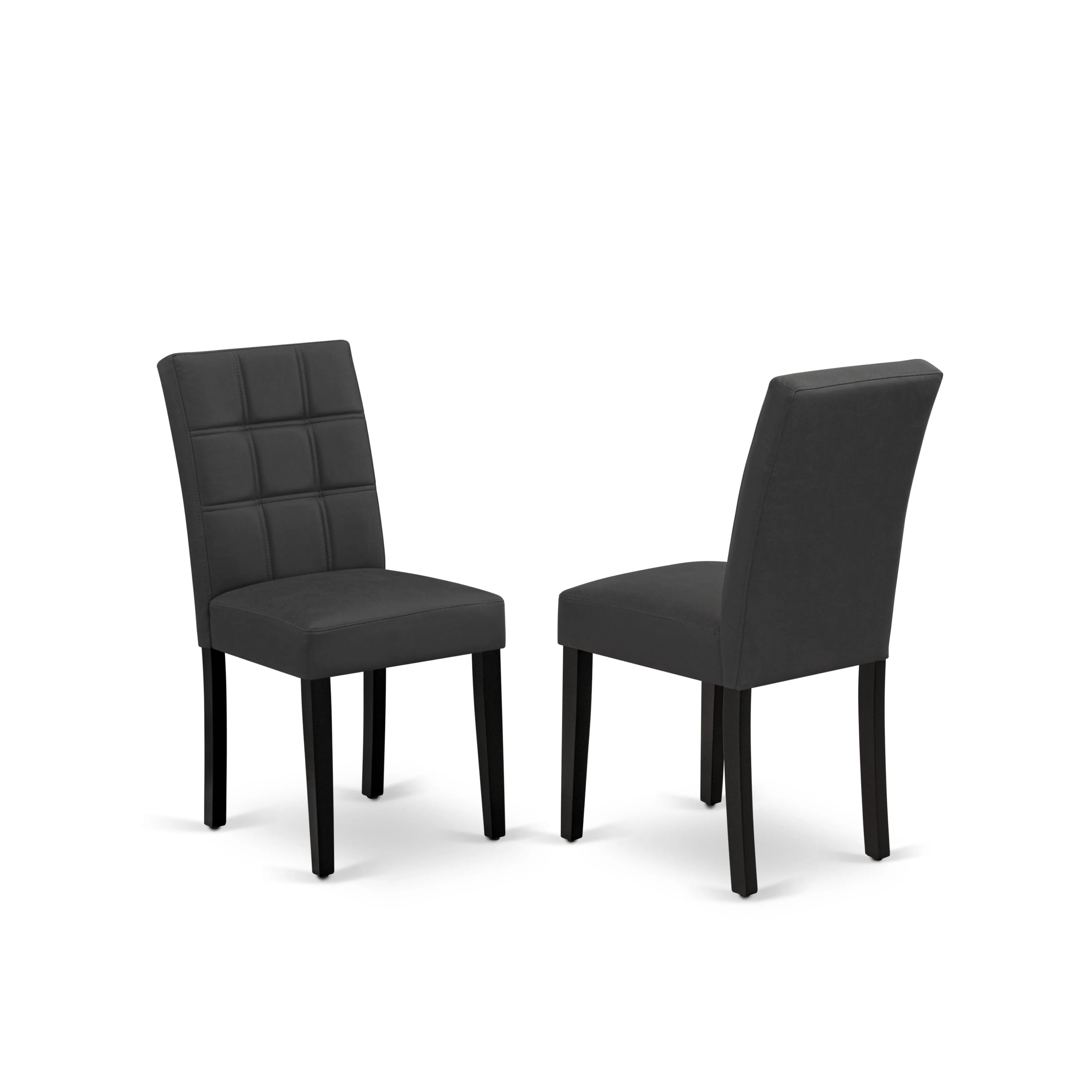 East West Furniture LGAS7-BLK-12 7 Piece Dinner Table Set contain A Dining Table and 6 Dark Gray Faux Leather Person Chairs with Stylish Back- Black Finish