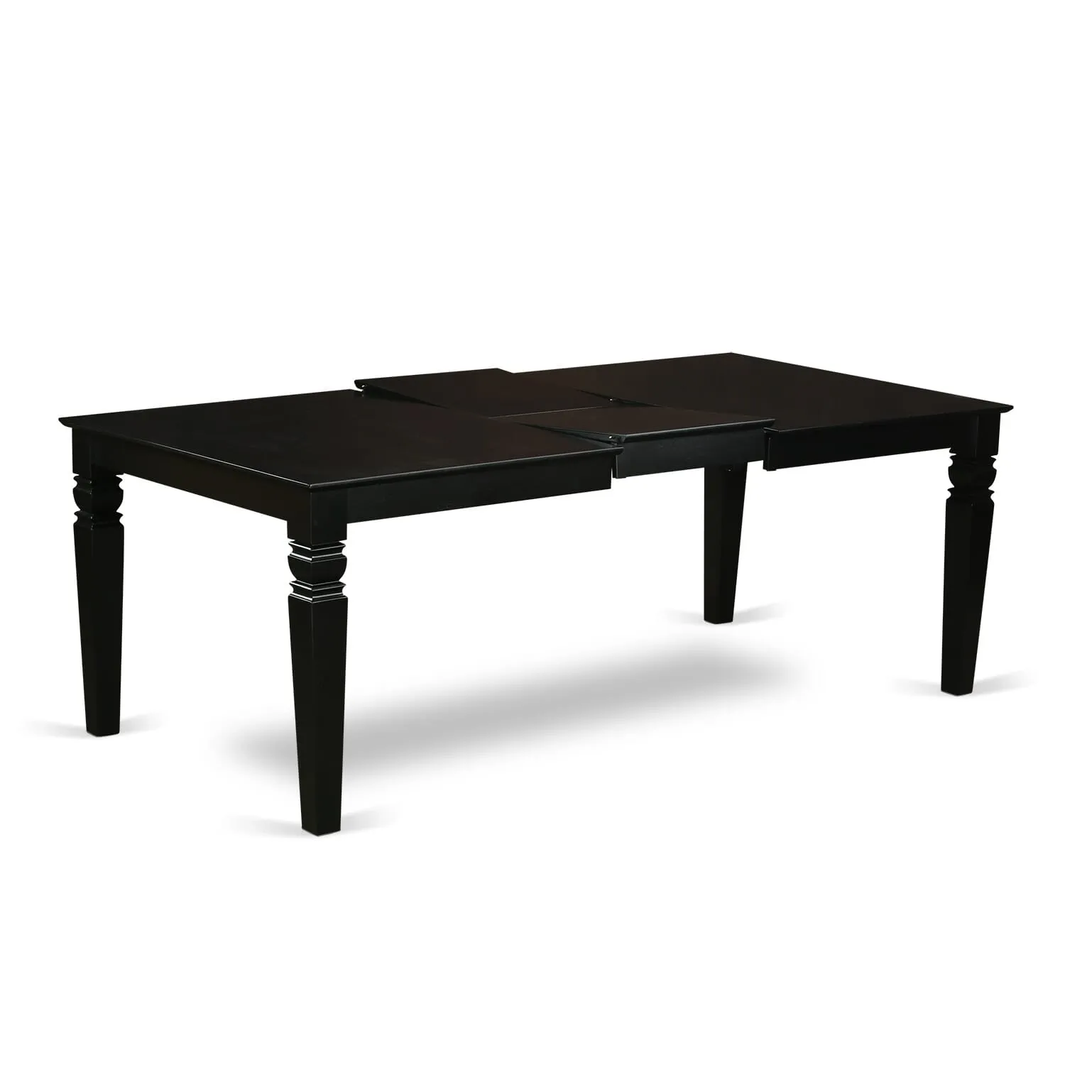 East West Furniture LGAS7-BLK-12 7 Piece Dinner Table Set contain A Dining Table and 6 Dark Gray Faux Leather Person Chairs with Stylish Back- Black Finish