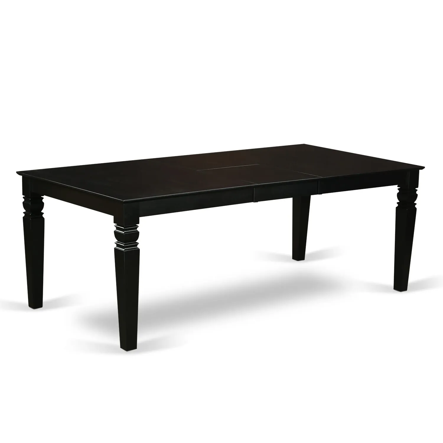 East West Furniture LGAS7-BLK-12 7 Piece Dinner Table Set contain A Dining Table and 6 Dark Gray Faux Leather Person Chairs with Stylish Back- Black Finish