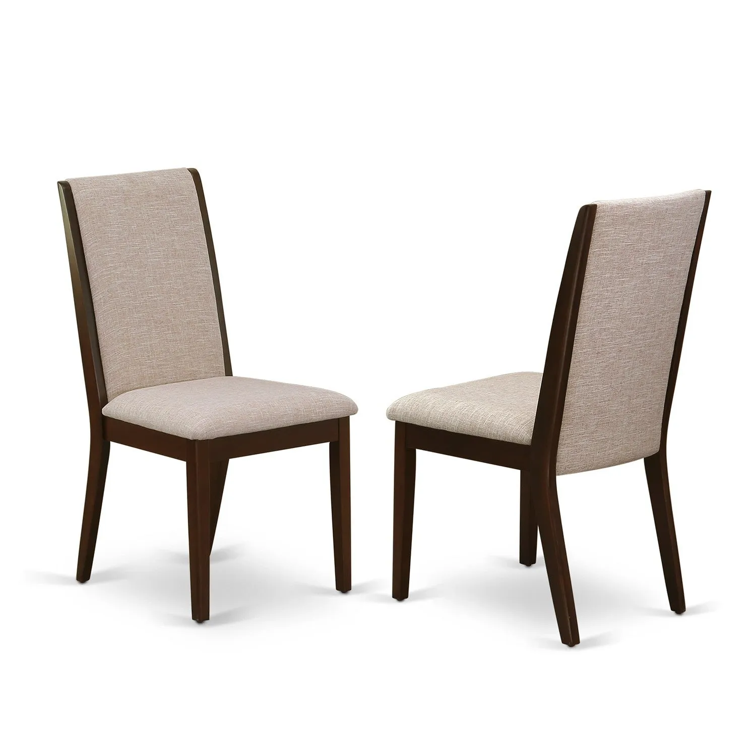 East West Furniture MLLA3-MAH-04 3 Piece Dining Set Contains a Rectangle Dining Room Table with Butterfly Leaf and 2 Light Tan Linen Fabric Upholstered Chairs, 36x54 Inch, Mahogany