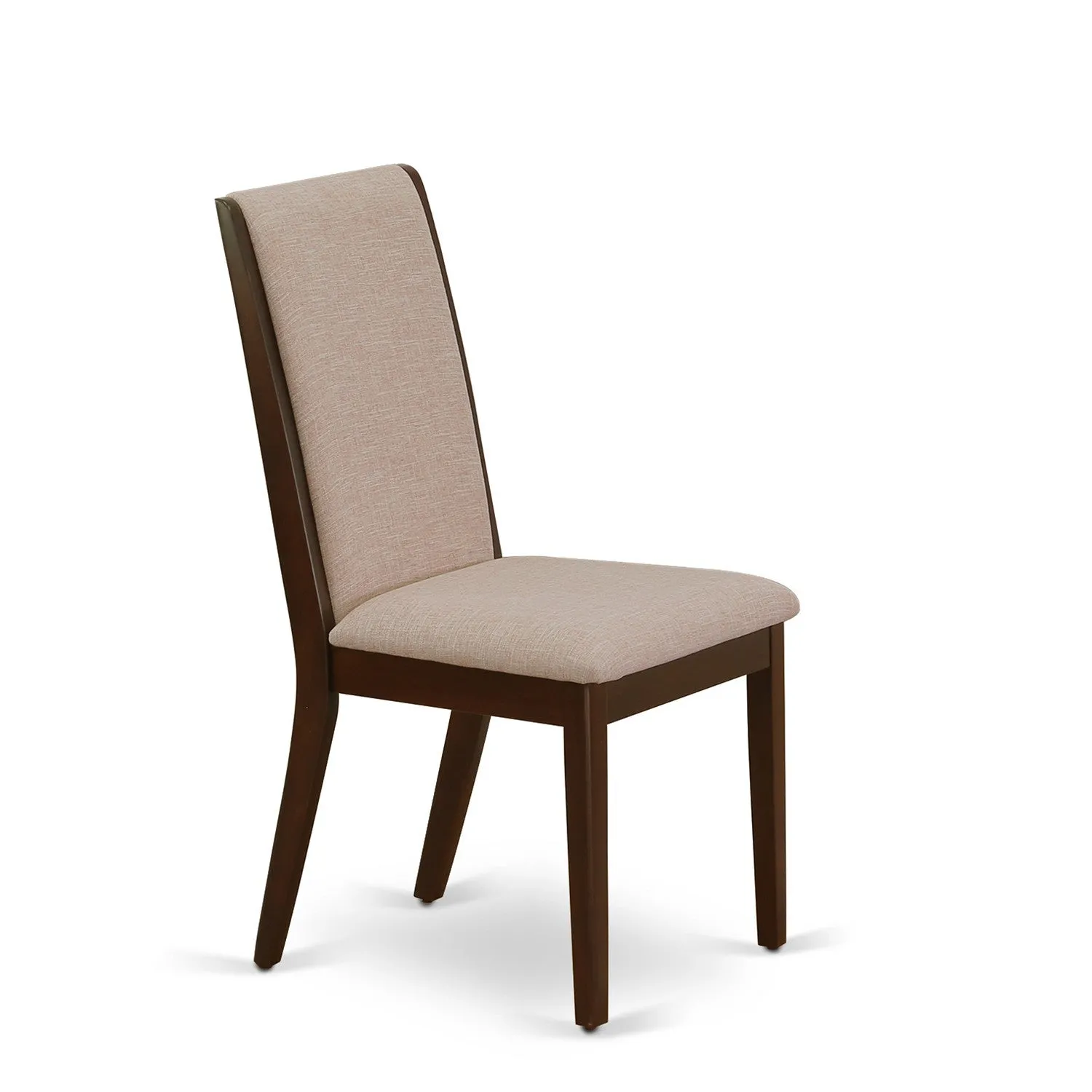 East West Furniture MLLA3-MAH-04 3 Piece Dining Set Contains a Rectangle Dining Room Table with Butterfly Leaf and 2 Light Tan Linen Fabric Upholstered Chairs, 36x54 Inch, Mahogany