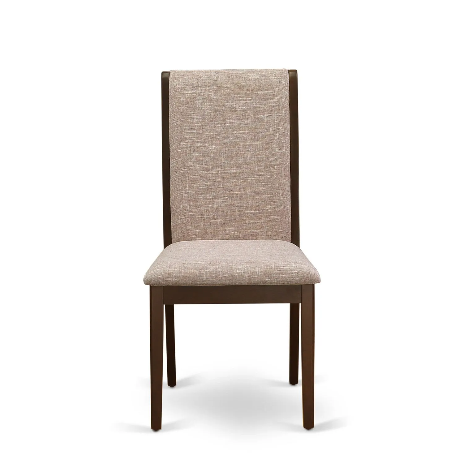 East West Furniture MLLA3-MAH-04 3 Piece Dining Set Contains a Rectangle Dining Room Table with Butterfly Leaf and 2 Light Tan Linen Fabric Upholstered Chairs, 36x54 Inch, Mahogany