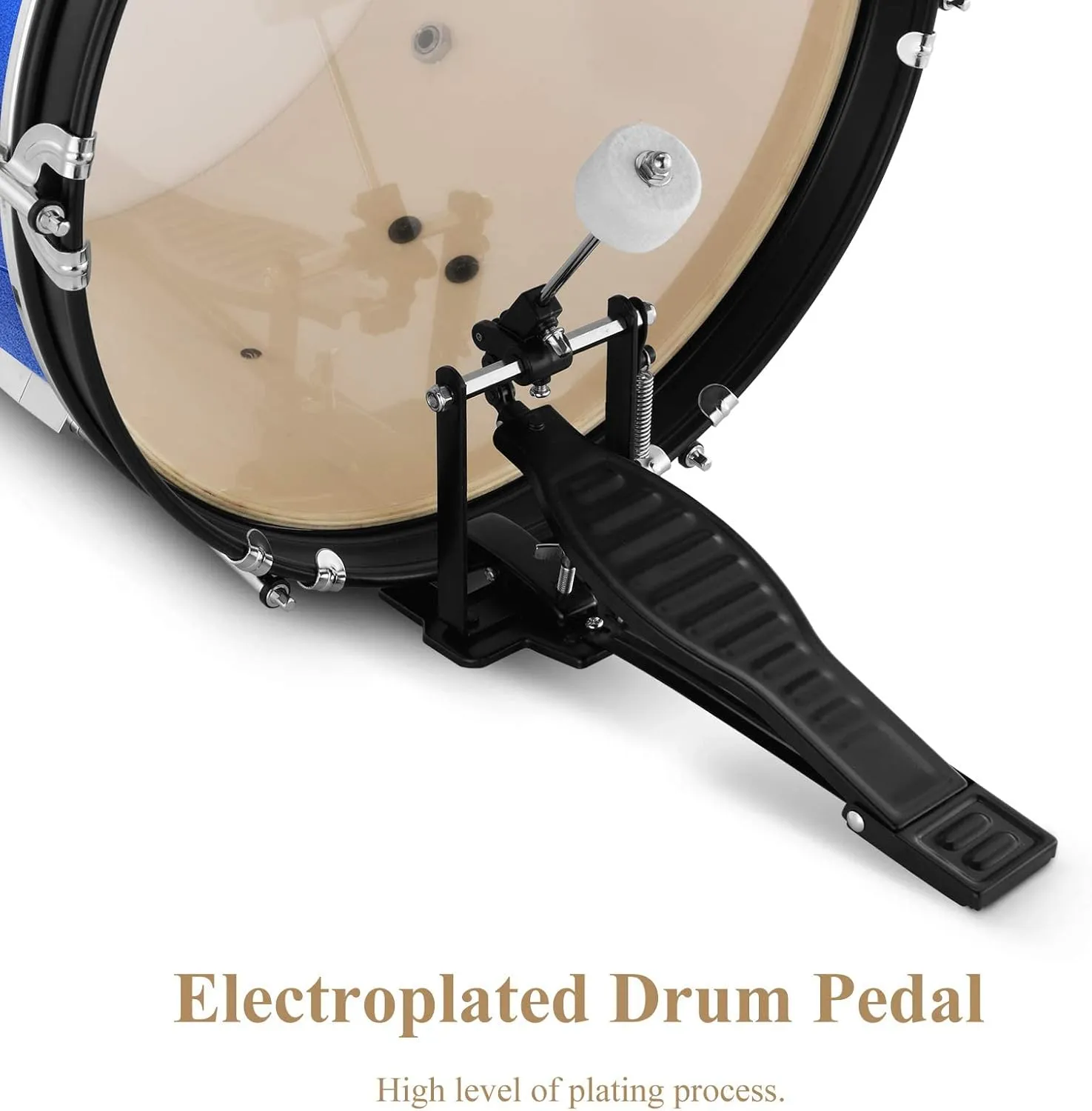 Eastar Drum Set for Kids - 16 inch 5-Piece Drum Kit for Beginners with Adjustable Throne and Cymbal, Pedal & Drumsticks, Metallic Blue (EDS-350MBE)
