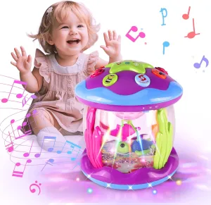 Eilsorrn Baby Girl Toys for 6-12 Months - Ocean Rotating Musical Light Up Toys for 12-18 Months, Superb Learning Tummy Time Toys, Crawling Toys for 1, 2, 3  Year Old Infant