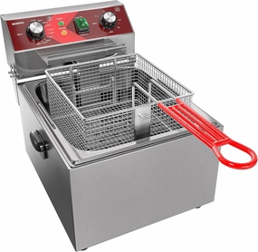 Electric Deep fryer Single Tank Deep Fryer with Basket Capacity 10L(10.5QT) Electric Countertop Fryers with 60 Minute Timer for Home Kitchen and Restaurant, 1800 Watts, 120V