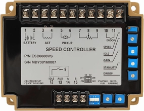 Electronic Speed Governor ESD6600VS Reverse Voltage Protection Generator Engine Speed Controller 12-24 VDC Fast Accurate Engine Control for Multiple Machinery ABS