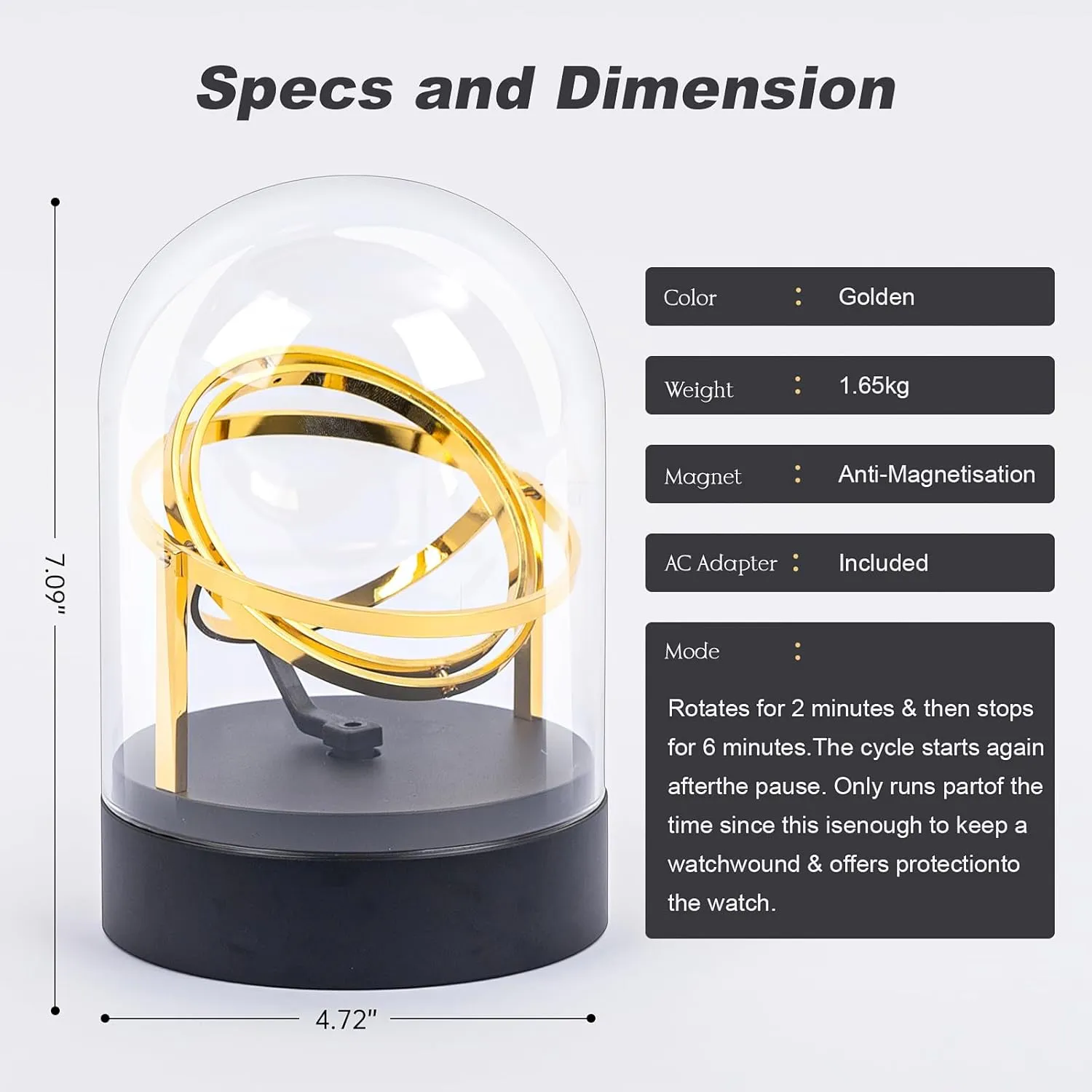 Elegant Design Household Automatic Watch Winder Box for Mechanical Watch,360 Degrees Rotating Watch Case with Quiet Motor,Luxury Glass Watch Winder Storage Box