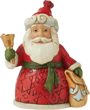 Enesco Jim Shore Heartwood Creek Santa with Bell and Bag Miniature Figurine, 3.54 Inch, Multicolor