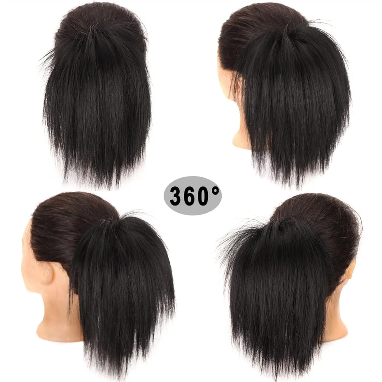ENGENDER Hair Bun 1 Pack Synthetic Messy Bun with Elastic Rubber Band Wig Straight Hair Ponytail Extensions Hair Bun for Women Hair Piece(10)