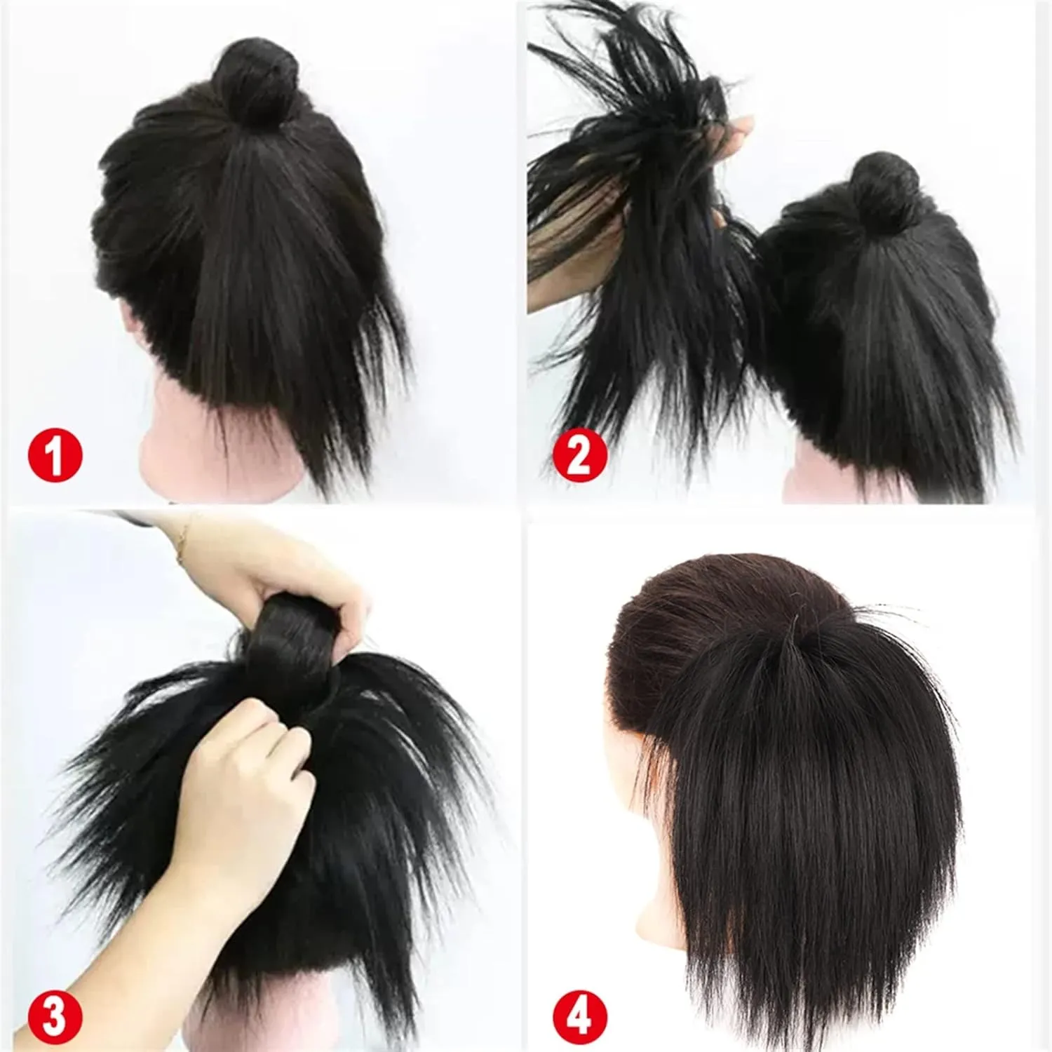 ENGENDER Hair Bun 1 Pack Synthetic Messy Bun with Elastic Rubber Band Wig Straight Hair Ponytail Extensions Hair Bun for Women Hair Piece(10)
