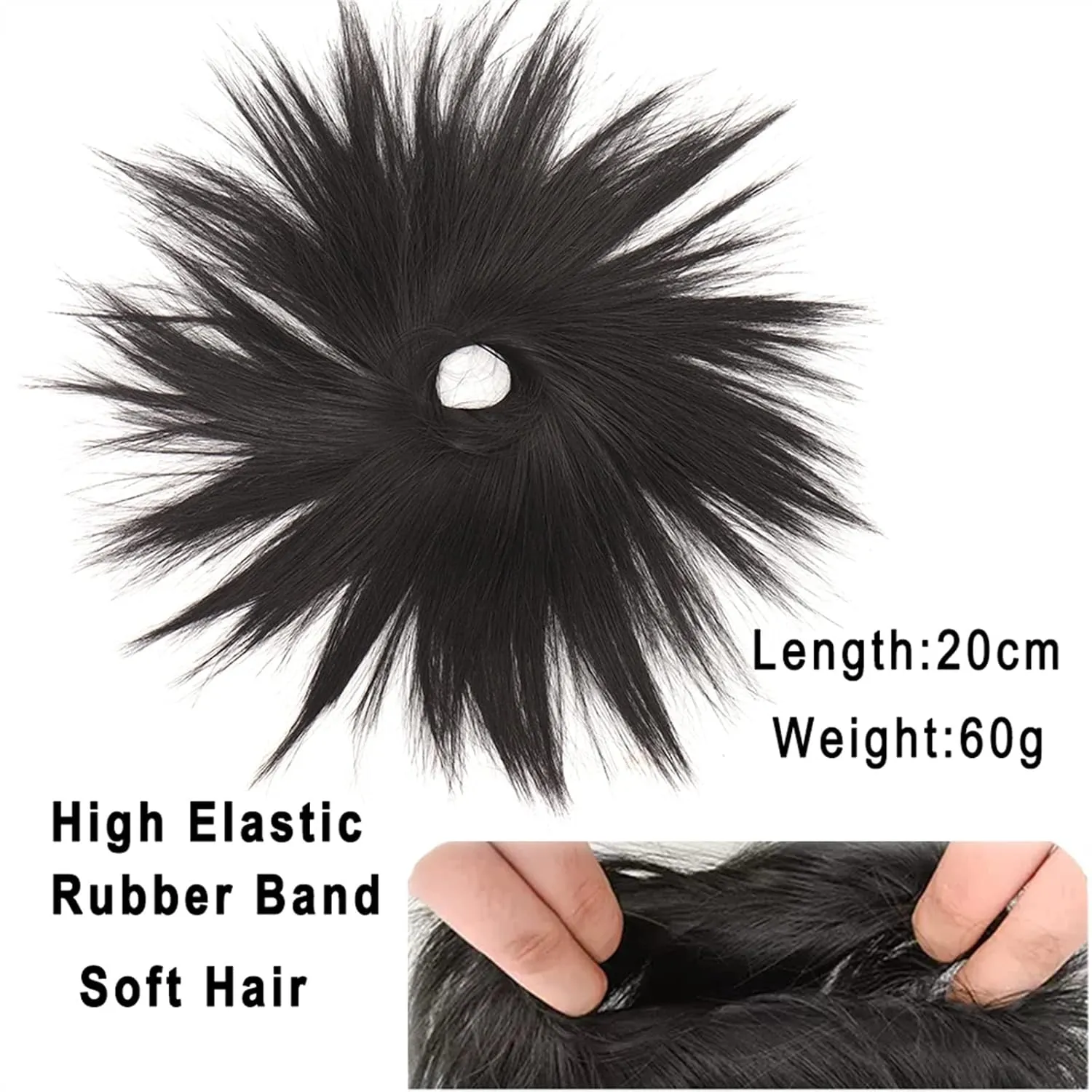 ENGENDER Hair Bun 1 Pack Synthetic Messy Bun with Elastic Rubber Band Wig Straight Hair Ponytail Extensions Hair Bun for Women Hair Piece(10)