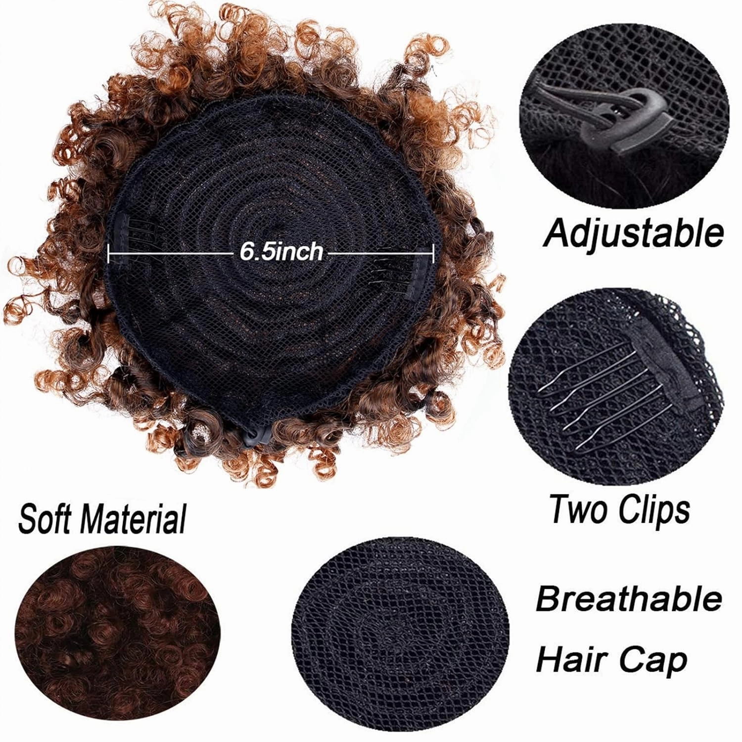 ENGENDER Hair Bun Women's Synthetic Hair Bun Afro Curly Shaggy Ponytail Extensions with Drawstring Shaggy Bun for Black Women Hair Piece(03)