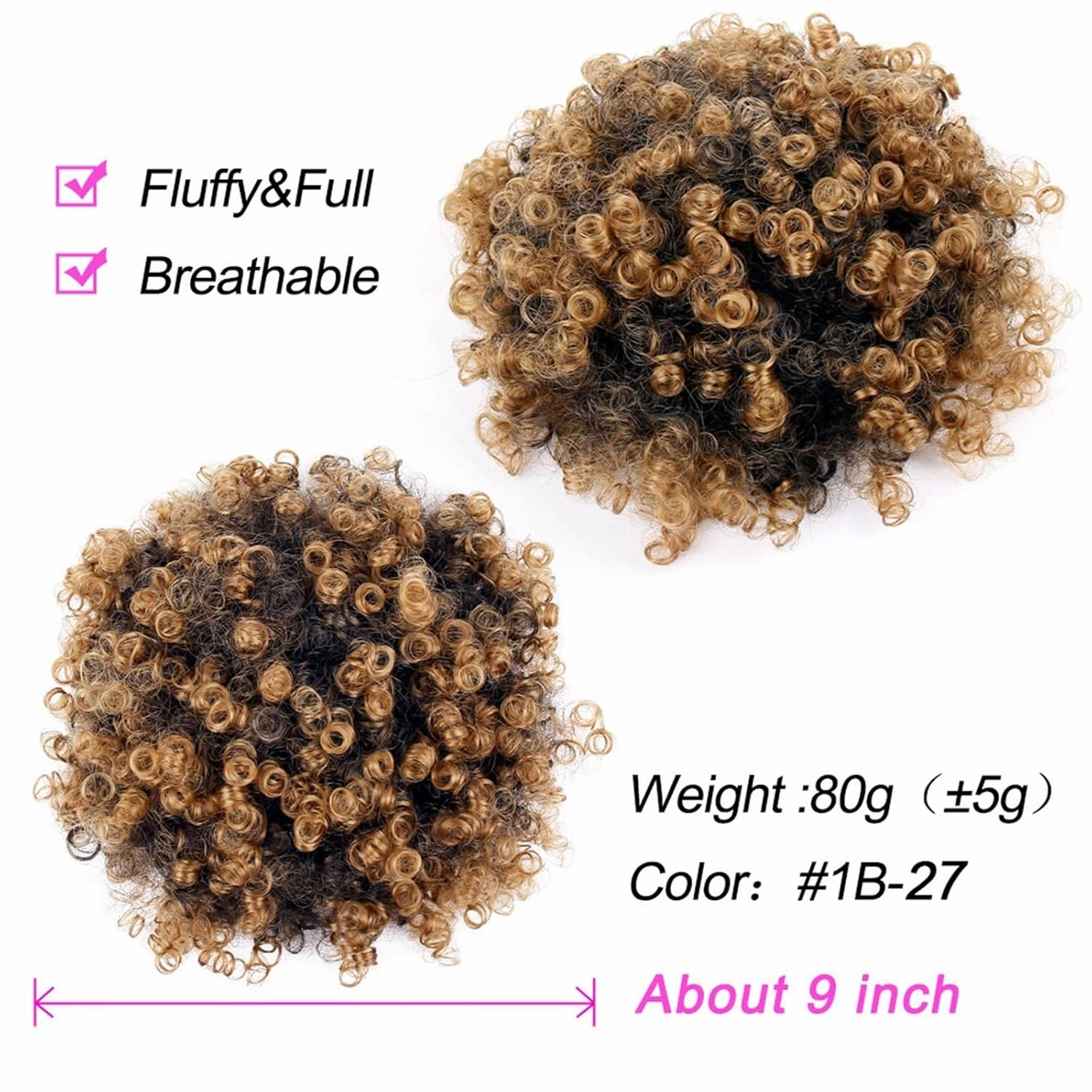 ENGENDER Hair Bun Women's Synthetic Hair Bun Afro Curly Shaggy Ponytail Extensions with Drawstring Shaggy Bun for Black Women Hair Piece(03)