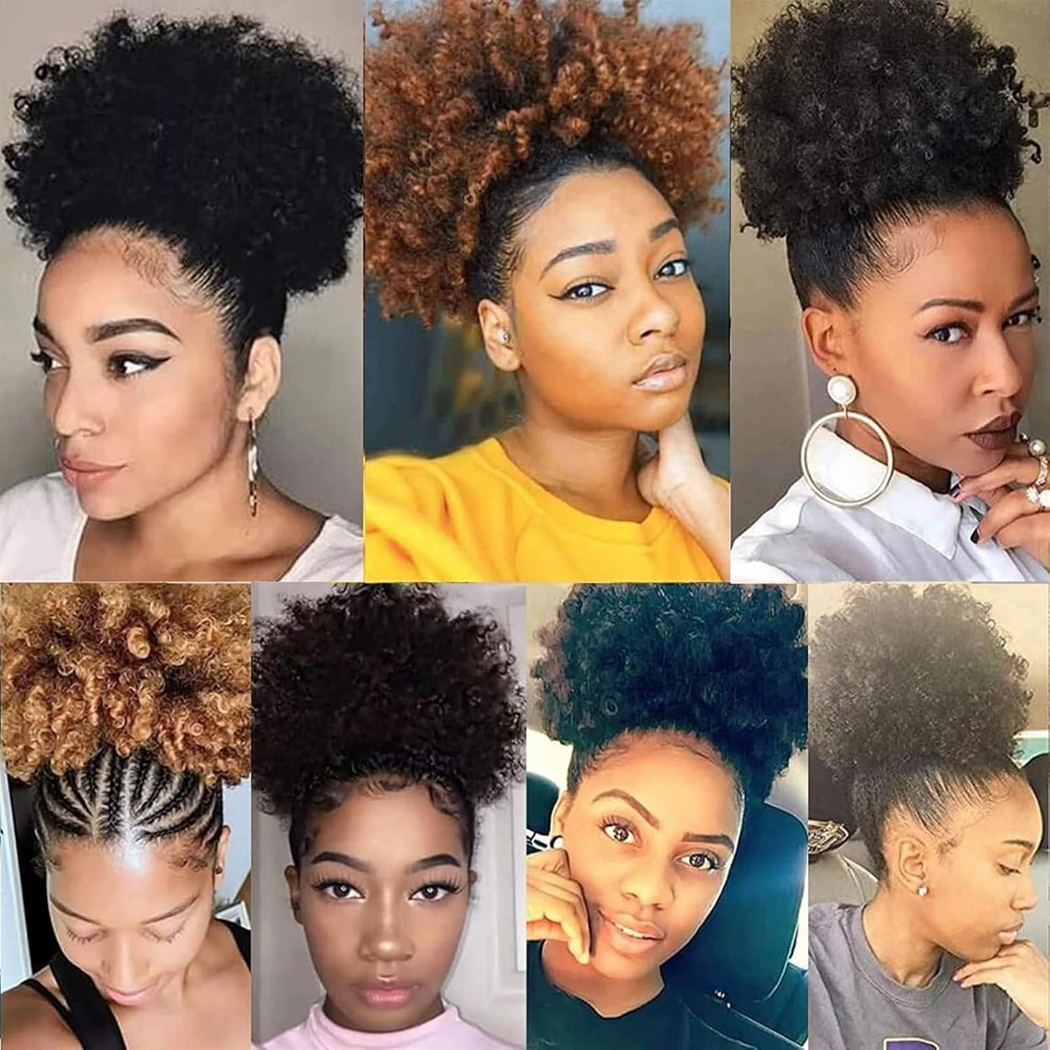ENGENDER Hair Bun Women's Synthetic Hair Bun Afro Curly Shaggy Ponytail Extensions with Drawstring Shaggy Bun for Black Women Hair Piece(03)