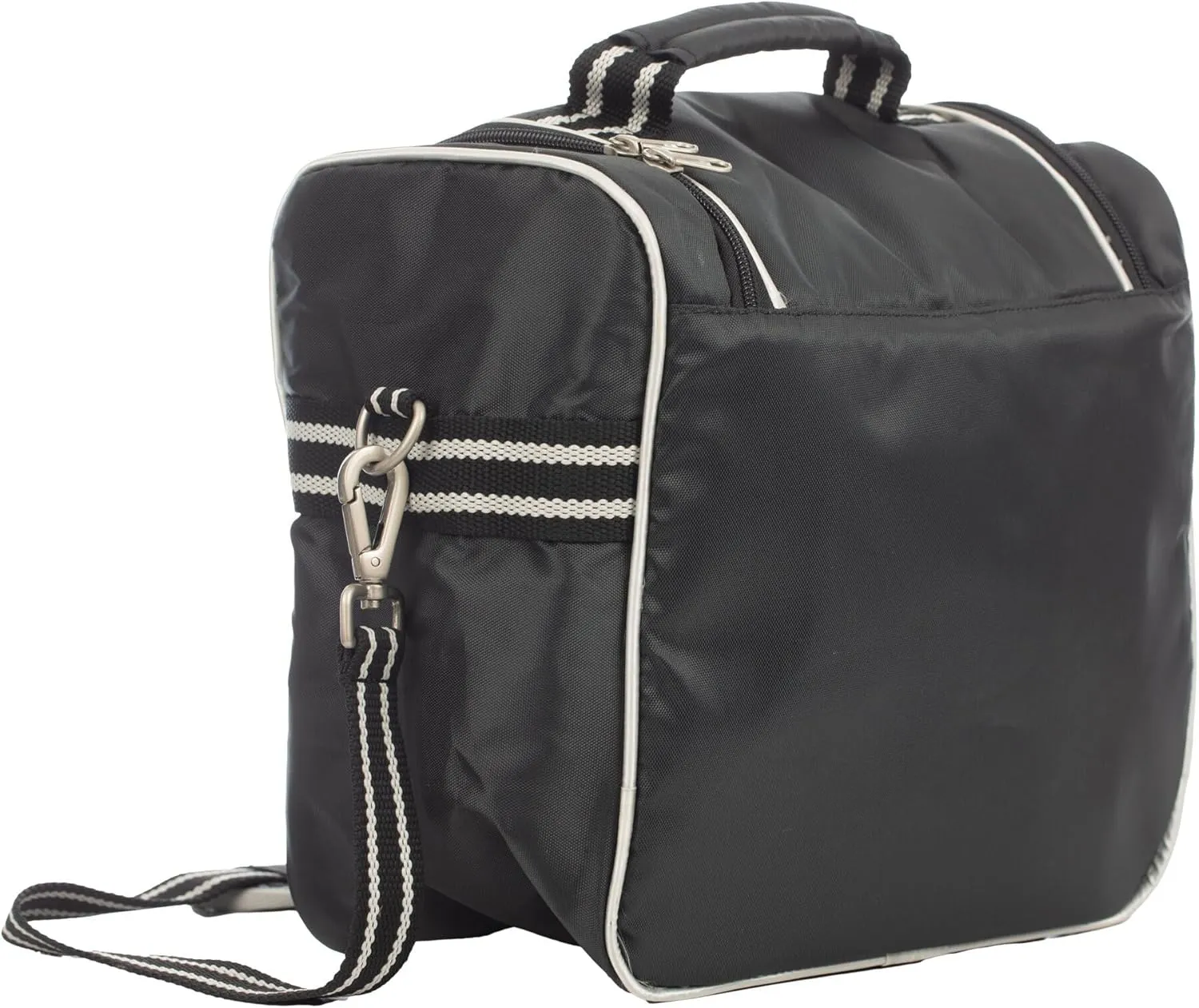 Equinavia Darby Zip Top Equestrian Horse Grooming Bag with Shoulder Strap | 6.5" x 11" x 13" - Black/Silver - One Size