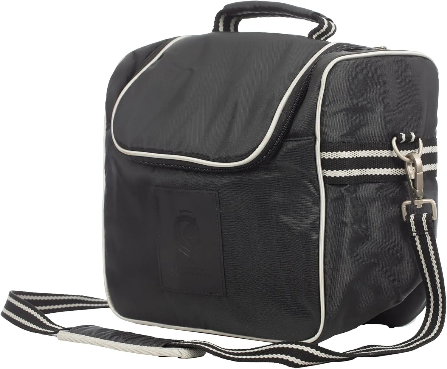 Equinavia Darby Zip Top Equestrian Horse Grooming Bag with Shoulder Strap | 6.5" x 11" x 13" - Black/Silver - One Size