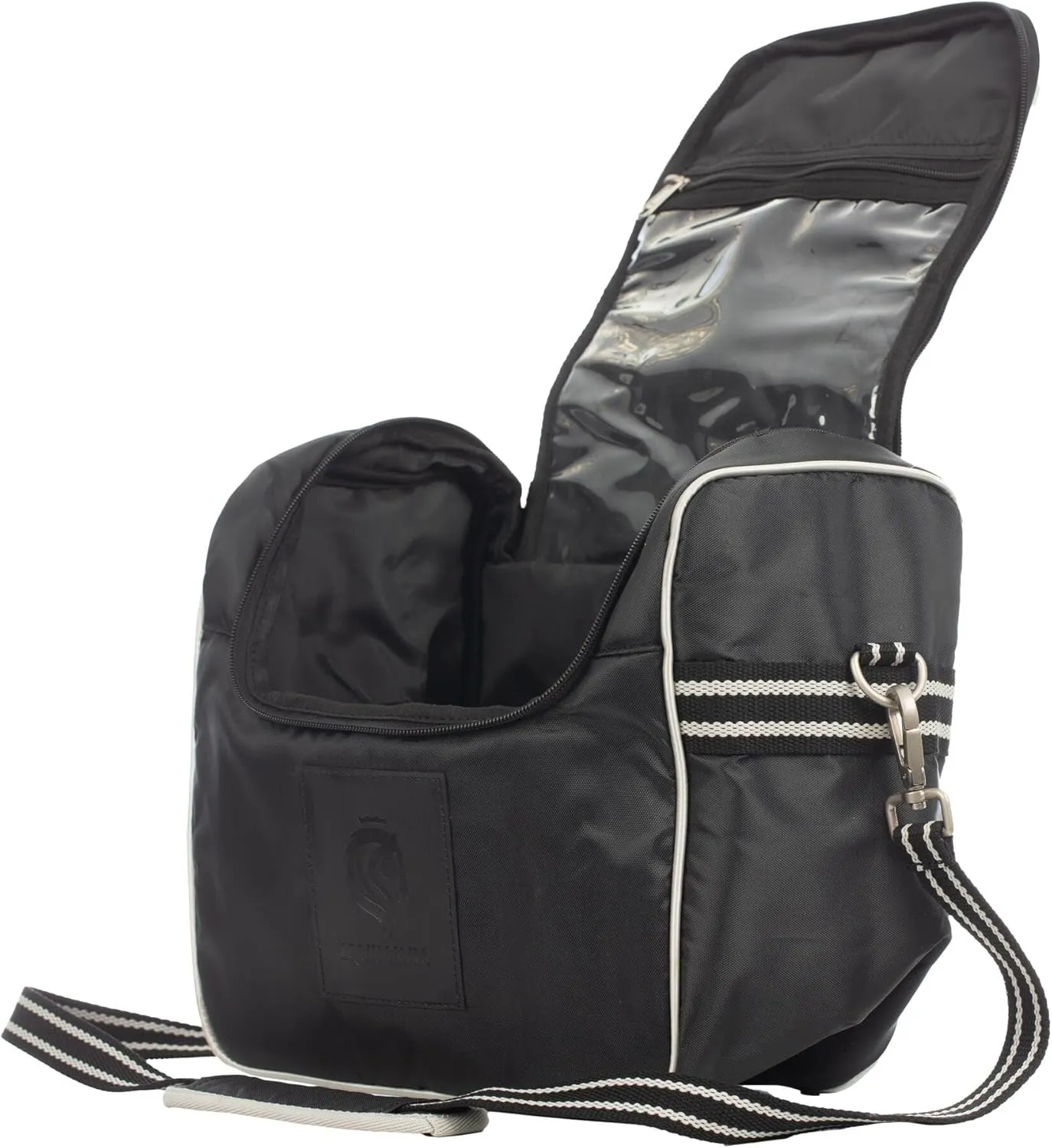 Equinavia Darby Zip Top Equestrian Horse Grooming Bag with Shoulder Strap | 6.5" x 11" x 13" - Black/Silver - One Size