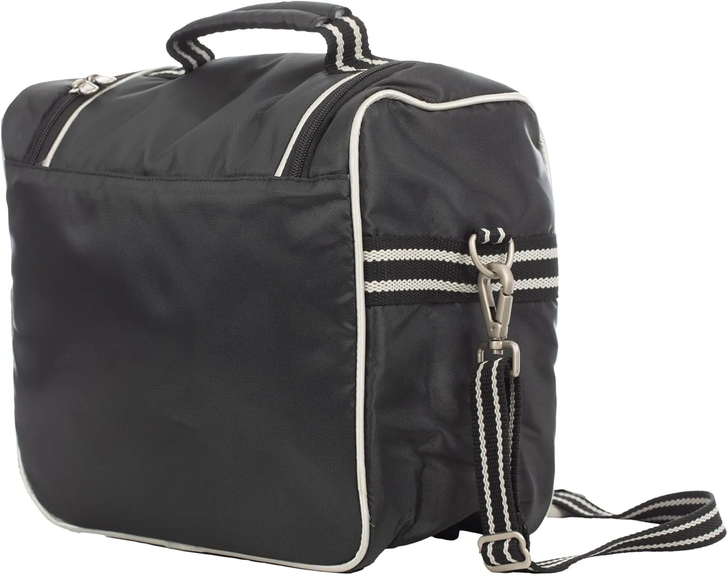 Equinavia Darby Zip Top Equestrian Horse Grooming Bag with Shoulder Strap | 6.5" x 11" x 13" - Black/Silver - One Size