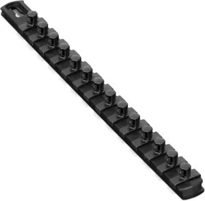 Ernst Manufacturing 13-Inch Magnetic Socket Organizer with 14 3/8-Inch Twist Lock Clips, Black (8424M-Black-3/8)