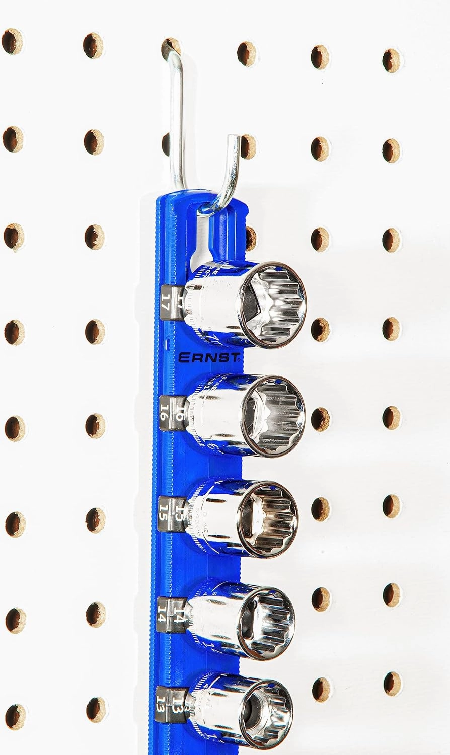 Ernst Manufacturing 18-Inch Magnetic Socket Organizer with 18 3/8-Inch Twist Lock Clips, Blue (8404M-Blue-3/8)