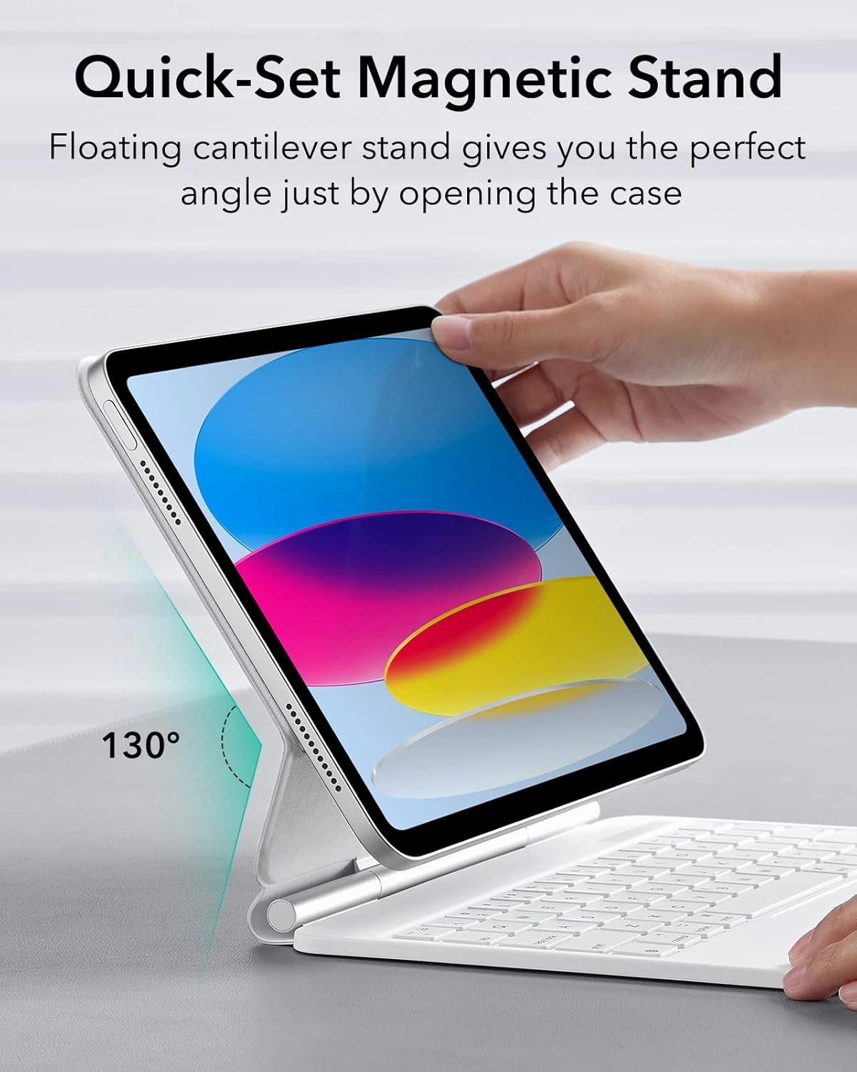 ESR iPad 10.9 Inch (11th/10th Gen) Case with Keyboard, Magic Keyboard for iPad 10.9" (2025/2022), Case with Floating Cantilever Stand, Backlit Keys, Multi-Touch Trackpad, Rebound Series, White