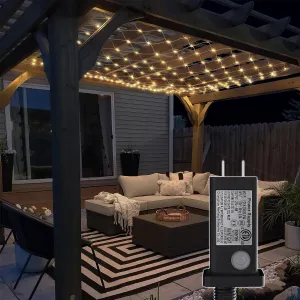 Eueasy Outdoor 360 LED Gazebo Net Lights, 10×10 FT Connectable Fairy Lights with 8 Modes, for Bushes, Garden, Backyard, Holiday, Christmas