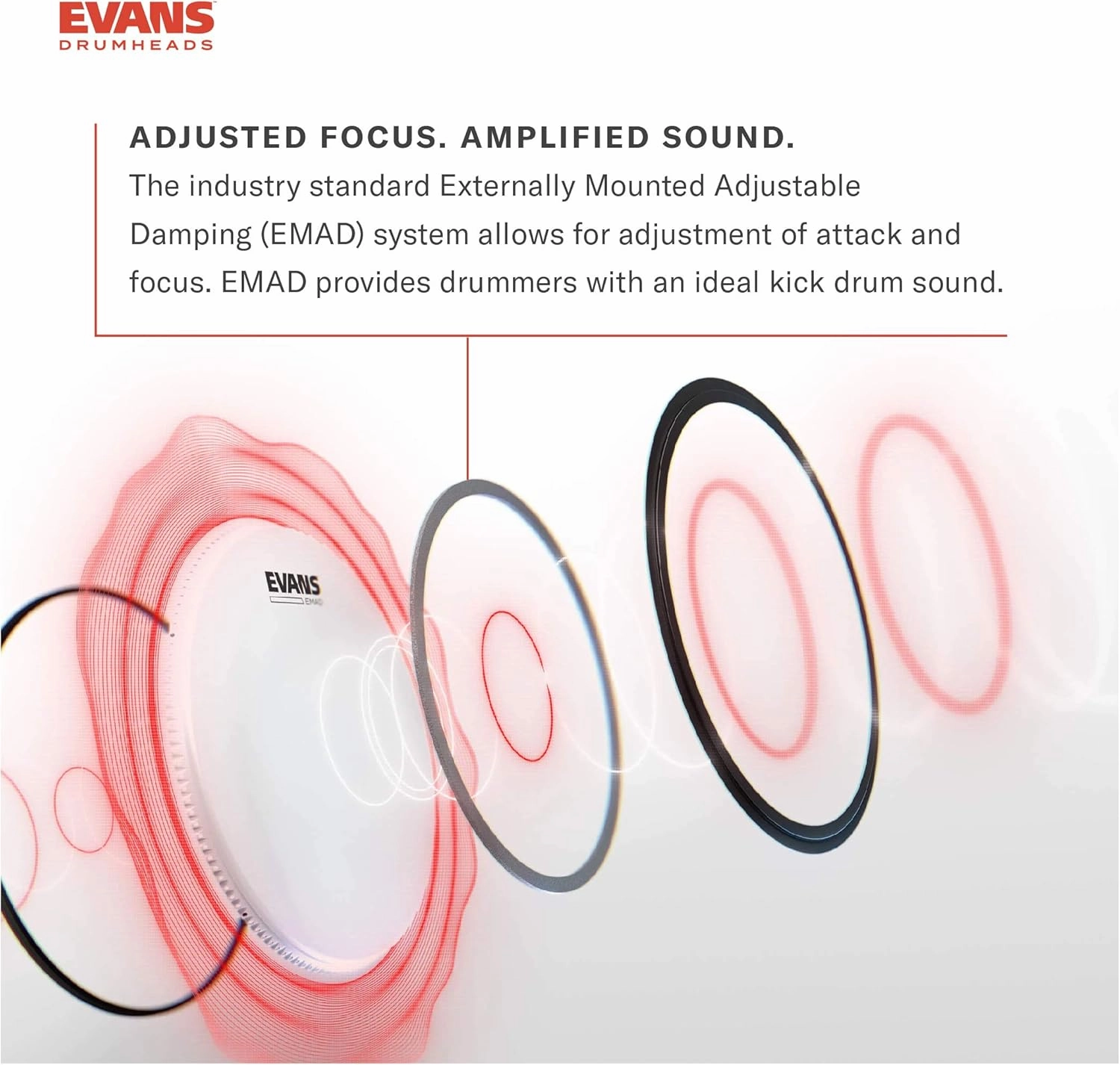 Evans EMAD Heavyweight Clear Bass Drum Head, 24 Inch