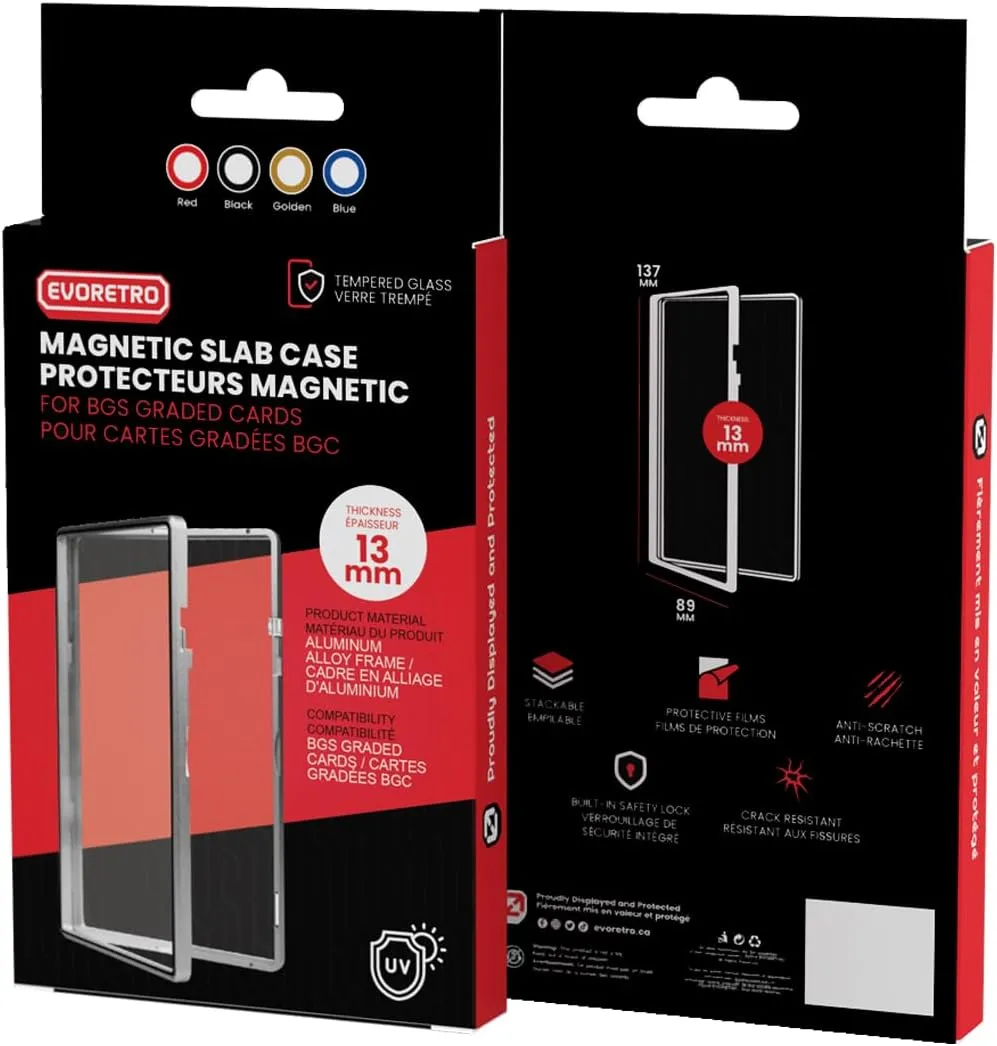 EVORETRO Magnetic Case for PSA Graded Cards – 2-Pack Aluminum Alloy Frame, 100% UV Protection, Anti-Scratch, Durable Display Holder (Black)
